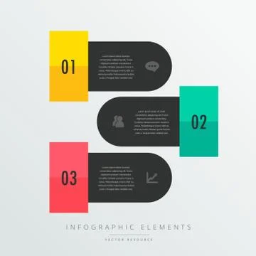 Three steps infographic elements in black theme Stock Illustration