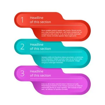 Three steps infographic with rounded shapes Stock Illustration