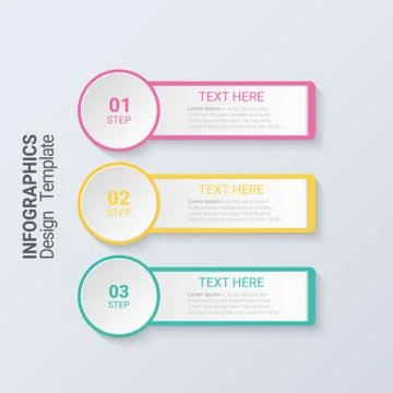 Three steps infographics. 3d Modern business template. Stock Illustration