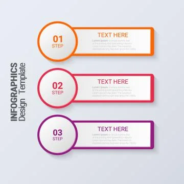 Three steps infographics. 3d Modern business template. Stock Illustration