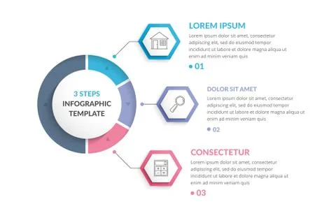 Three Steps Infographics 스톡 일러스트