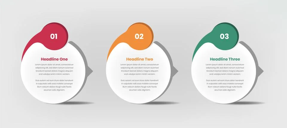 Three steps modern infographic data presentation in abstract oval shape Stock Illustration