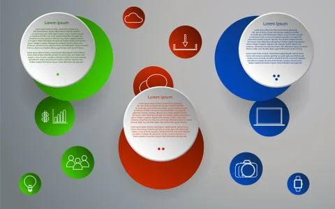 Three steps rounded infographics. Circular infographic.  Rounded infographic Stock Illustration