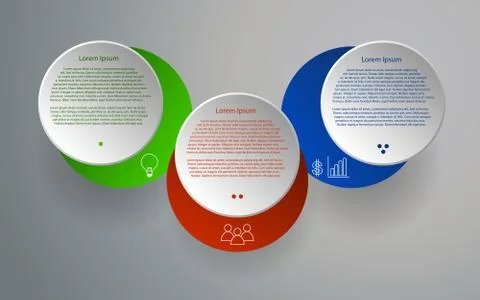 Three steps rounded infographics. Circular infographic timeline Stock Illustration