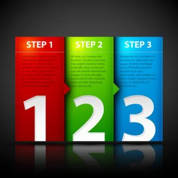 Three steps. Useful for tutorials or instructions. Stock Illustration