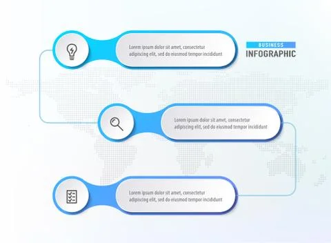 Three steps workflow. Infograph chart diagram. Timeline elements. Business Stock Illustration