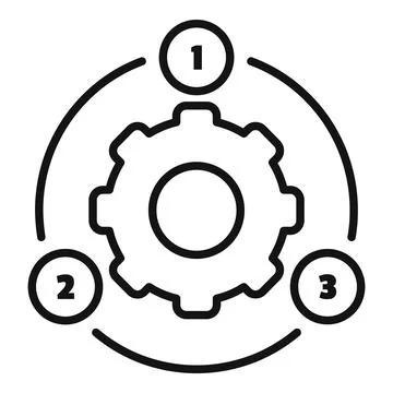 Three steps workflow process with gear icon Stock Illustration