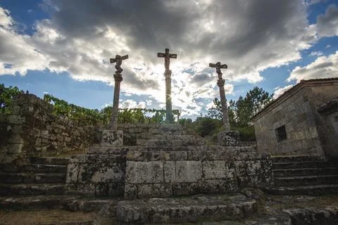 Three stone crosses Stock Photos