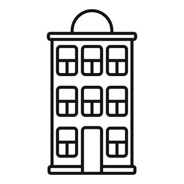 Three storey building with attic and round roof window is standing on white 스톡 일러스트