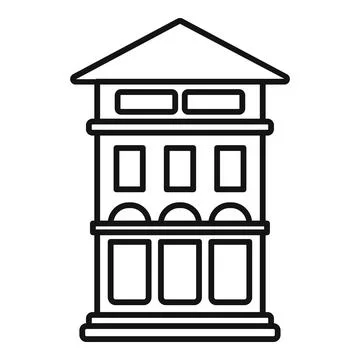 Three storey building with balcony and attic showing modern architecture Stock Illustration