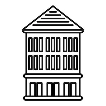 Three storey building with columns showing modern architecture Ilustración de archivo