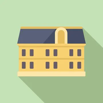 Three storey building with dormer window and blue roof Ilustración de archivo