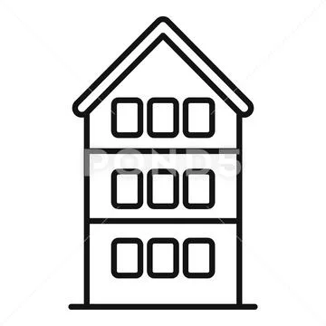 Three storey building facade with multiple windows drawing ~ Clip Art ...