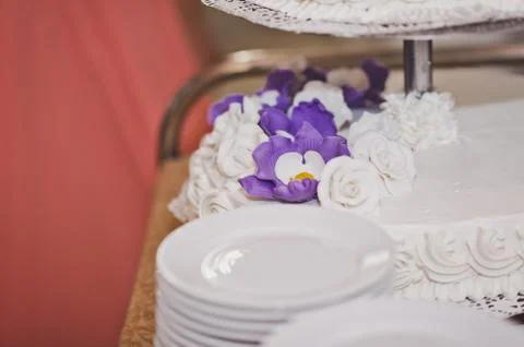 A three-storey cake on a stand 7044. Stock Photos
