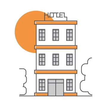 Three storey hotel building Stock Illustration
