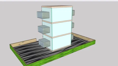 Three Storried Building Stock-Footage 343095611