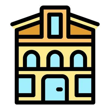 Three story building with arched windows and attic room showing urban archi.. Stock Illustration