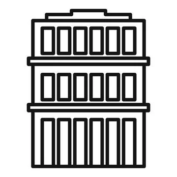 Three story building facade with large windows for urban architecture concepts Ilustración de archivo