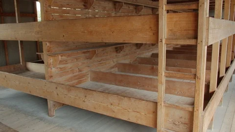 Three Story Bunks In Barrack Stock Footage 118714018