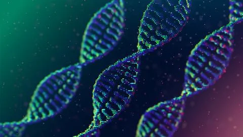 Three strands of DNA, background for a scientific publication. Depth of field Stock Illustration