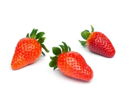 Three strawberries, isolated Stock Photos