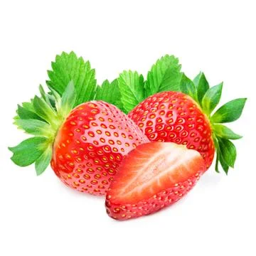 Three strawberries isolated Stock Photos