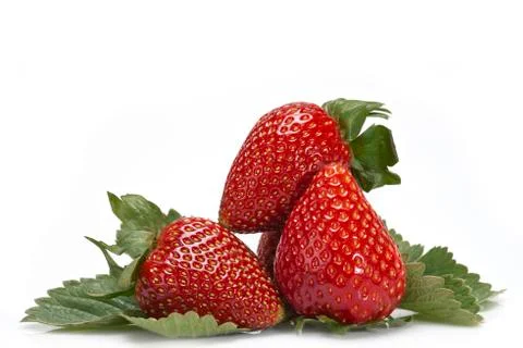 Three strawberries. Stock Photos