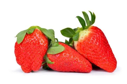 Three strawberries  Stock Photos