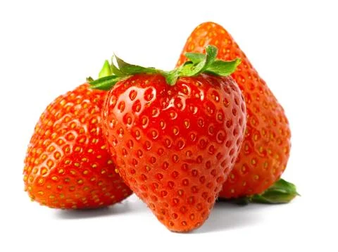 Three strawberries Stock Photos