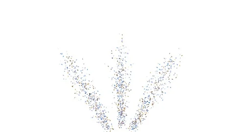 Three streams of confetti shoot from the bottom center of the image upwards.. Vidéo 285396788