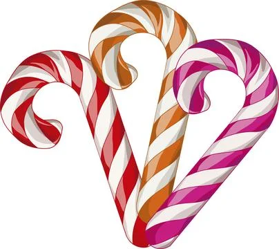 Three Striped Candy Canes for Holiday Celebration Decor Stock Illustration