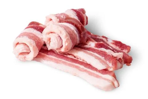 Three strips of bacon rolls Stock Photos