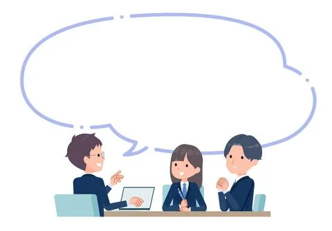Three students talking with speech bubble Stock Illustration