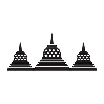Three stupa temple icon vector isolated on white background. 스톡 일러스트