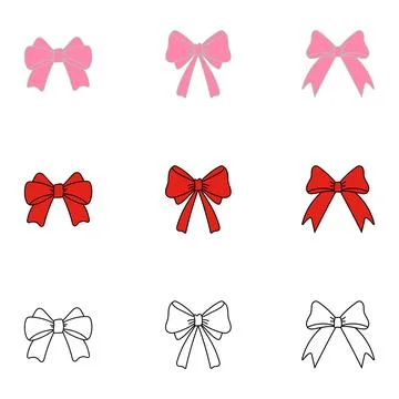 Three styles of decorative ribbons are displayed in a grid layout Illustration