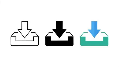 Three styles of download folder icons Stock Illustration