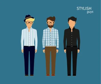 Three stylish guys Stock Illustration