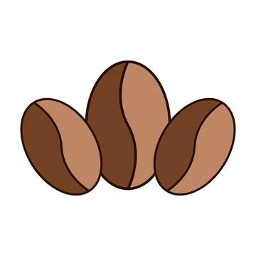 Three Stylized Coffee Beans with Curved Lines and Brown Shades Stock Illustration
