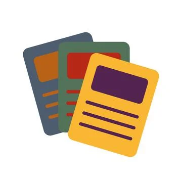 Three Stylized Colorful Document Vector Icons on white background isolated Stock Illustration