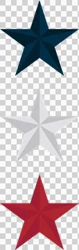 Three stylized five-pointed 3D stars are being displayed in 3D render on Stock Illustration