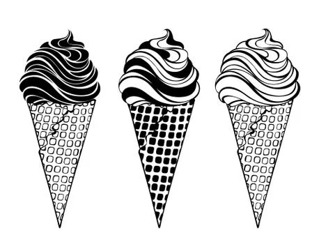 Three stylized ice cream Stock Illustration