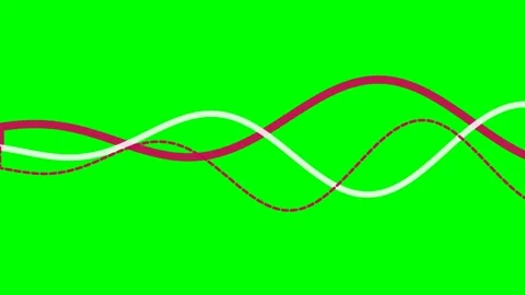 Three stylized wave lines flowing horizontally against a vibrant green screen 스톡 동영상 341839209