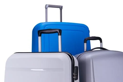 Three suitcases isolated on white background Stock Photos