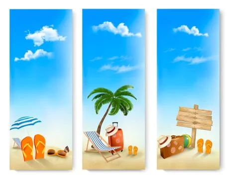 Three summer vacation banners. vector. Stock Illustration