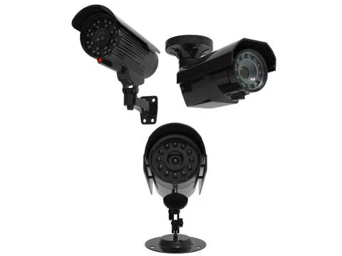 Three surveillance cameras Stock Illustration