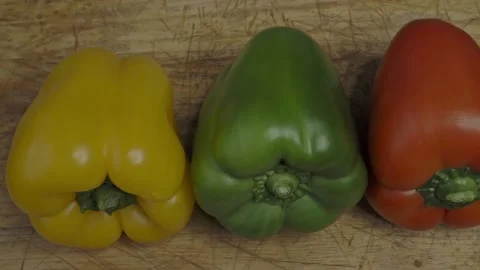 Three sweet peppers. Stock Footage 216564058