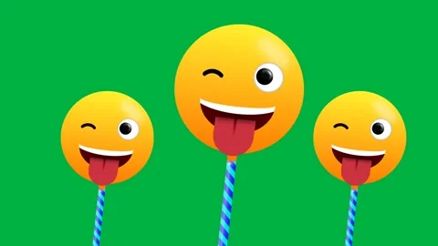 Three swinging emoji animation isolated on green screen Stock Footage 280133164