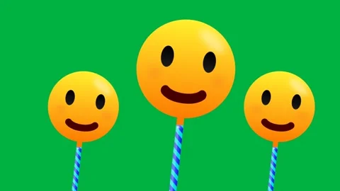 Three swinging emoji in blushing and shy facial expressions Stock Footage 281439162
