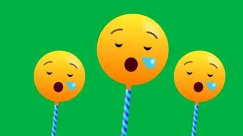 Three swinging emoji on green screen Stockbeeldmateriaal 274667230