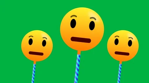 Three swinging emoji in looking at camera expression Stock Footage 284149329